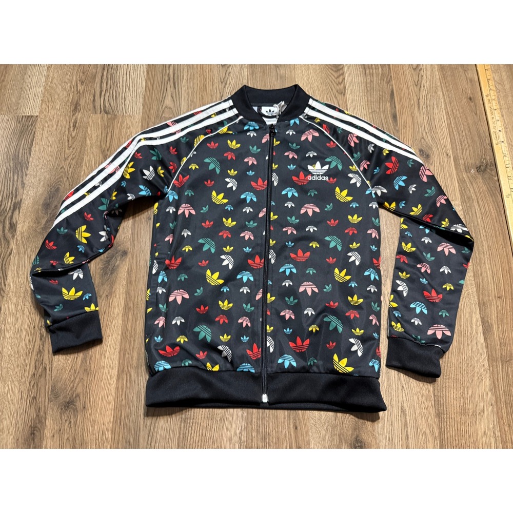 Adidas Jacket Youth Girls Medium Multicolor Long Sleeve Zip up Sweater